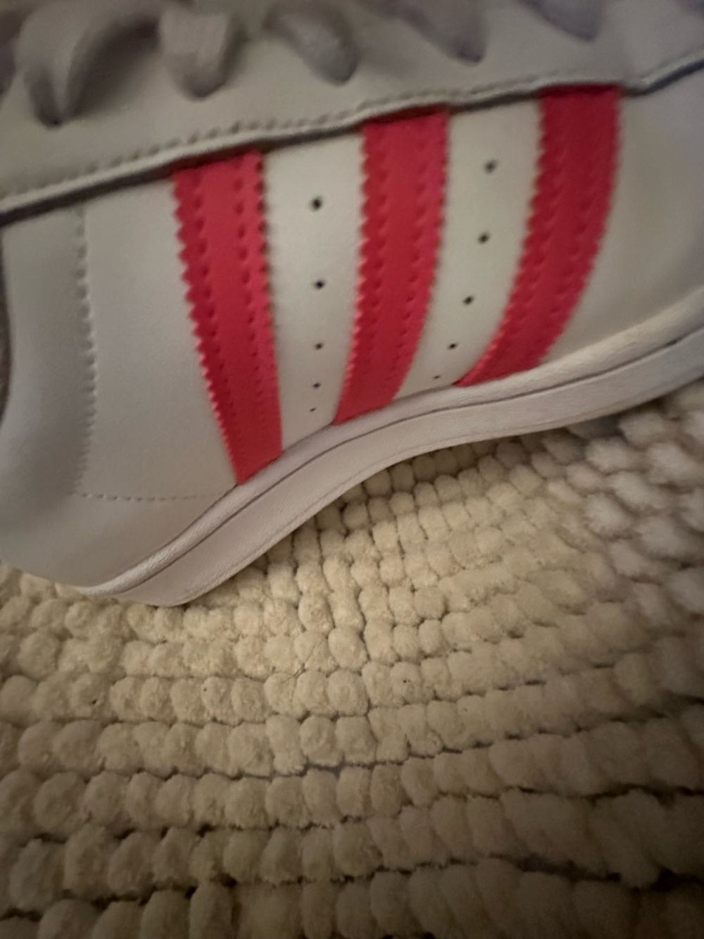 adidas White Low-Top Sneakers with Pink Stripes